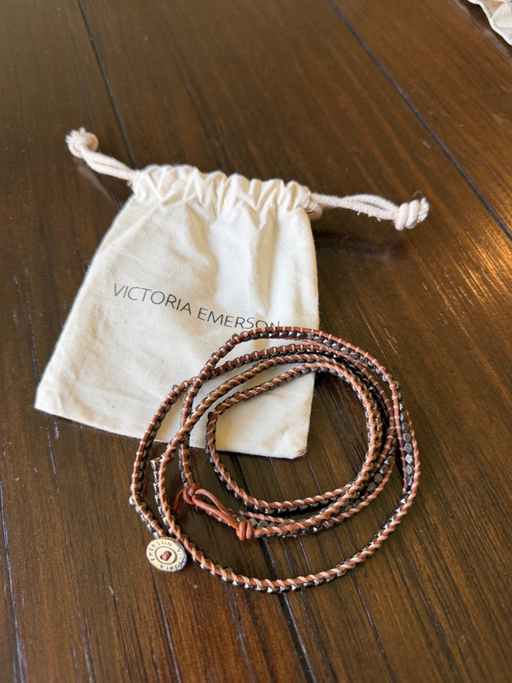 Victoria Emerson Braided Multi-Wrap Bracelet in Tan, Brown, Black